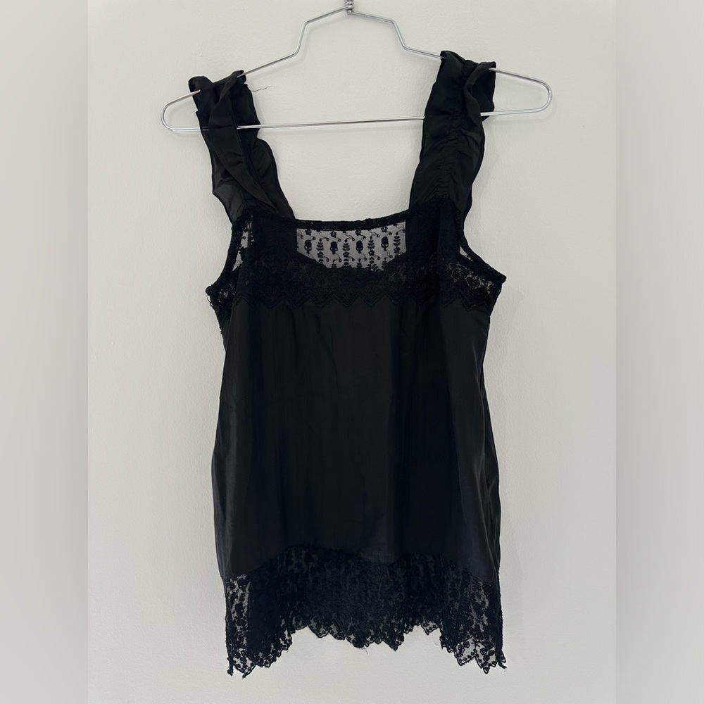 The Kooples Black Lace Trim Camisole